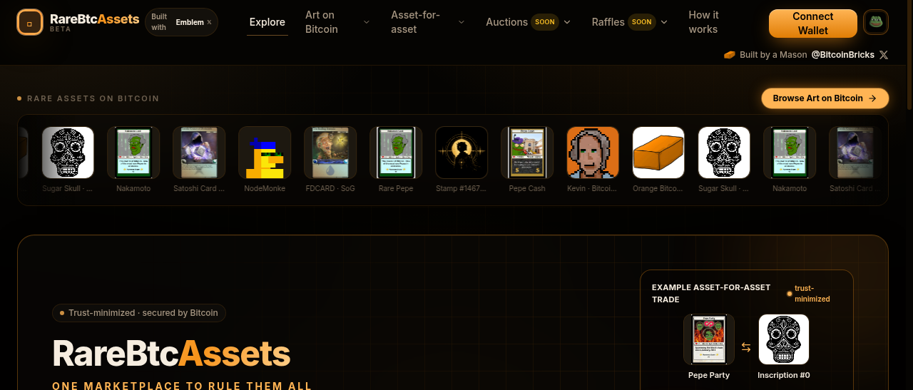 RareBtcAssets marketplace preview